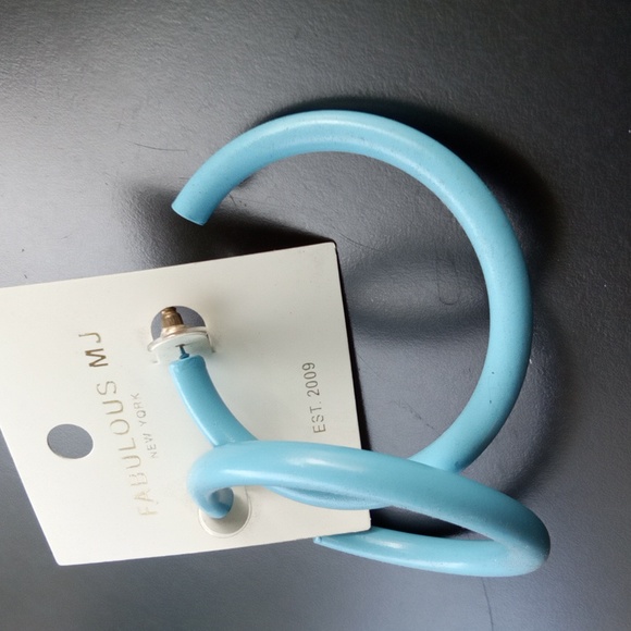 Large Blue Hoop Earrings - Picture 3 of 8